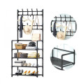 Напольная вешалка для одежды 4*80 New simple floor clothes rack с полками и крючками (18)