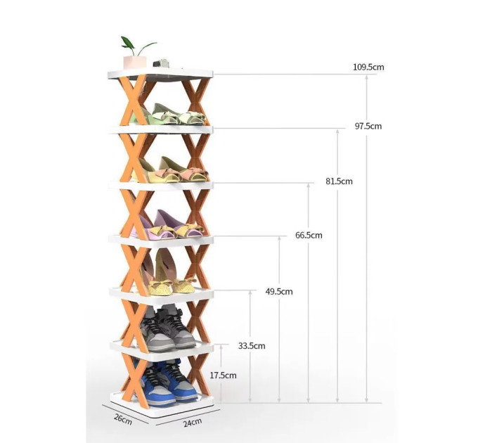 Пластиковая полка-трансформер для обуви SHOE RACK на 5 секций (20)