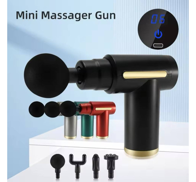 Портативный ручной массажер Mini Massager Gun со встроенным экраном (30)