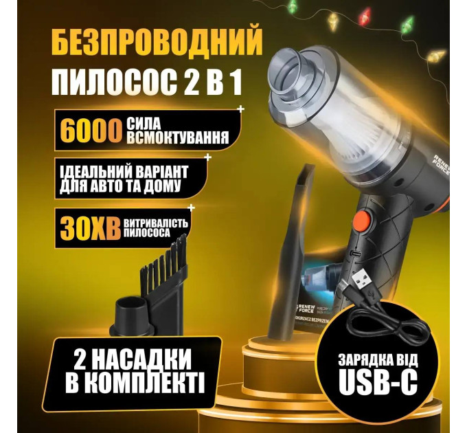 Портативный беспроводной пылесос 2в1 Vacuum Cleaner YT-M2037 (80)